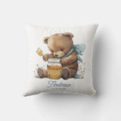 Persoonlijke waterverf teddybeer honingpot kussen (Achterkant)