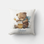 Persoonlijke waterverf teddybeer honingpot kussen (Voorkant)