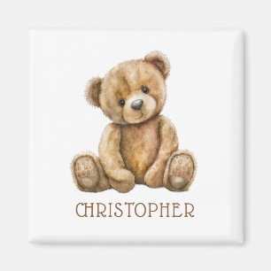 Persoonlijke Waterverf Teddybeer Naam Magneet