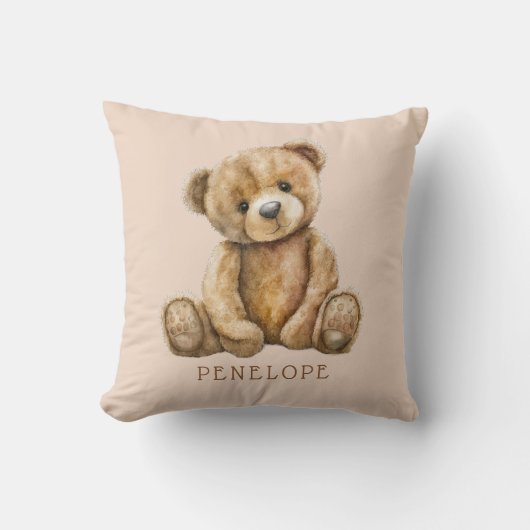 Persoonlijke Waterverf Teddybeer Slaapkamer Kussen (Voorkant)