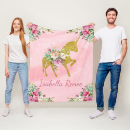 Persoonlijke Waterverf Unicorn Fleece Deken