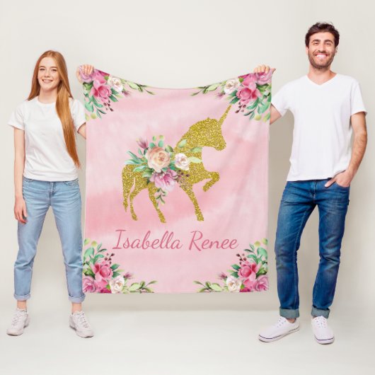 Persoonlijke Waterverf Unicorn Fleece Deken (In situ)