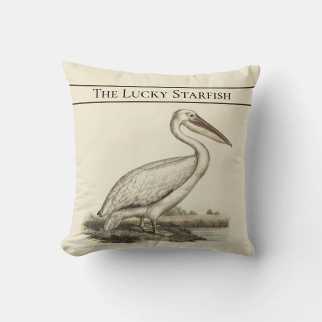 Persoonlijke  Waterverf van de Pelicaan Kussen (Voorkant)