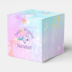 Persoonlijke waterverf verjaardag voor baby Narwal Bedankdoosjes