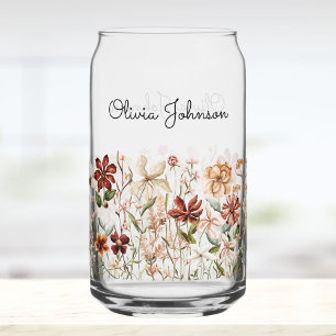 Persoonlijke Waterverf Vintage Wilde Bloem Florale Blikvorm Glas