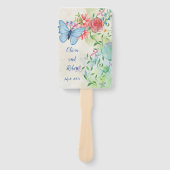 Persoonlijke waterverf vlinder en rode roos handwaaier (Voorkant)