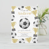 Persoonlijke Waterverf Voetbal Verjaardagsfeest Kaart (Staand voorkant)