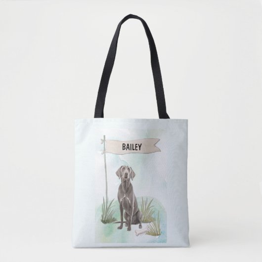 Persoonlijke waterverf Weimaraner-hond Tote Bag (Voorkant)
