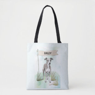 Persoonlijke waterverf Whippet-hond Tote Bag