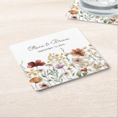 Persoonlijke Waterverf Wilde Bloem Mooie Bloemen Kartonnen Onderzetters (Schuin)