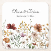 Persoonlijke Waterverf Wilde Bloem Mooie Bloemen Kartonnen Onderzetters (Voorkant)