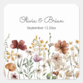 Persoonlijke Waterverf Wilde Bloem Mooie Bloemen Vierkante Sticker (Voorkant)