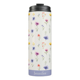 Persoonlijke waterverf wilde bloem reizen tumbler thermosbeker