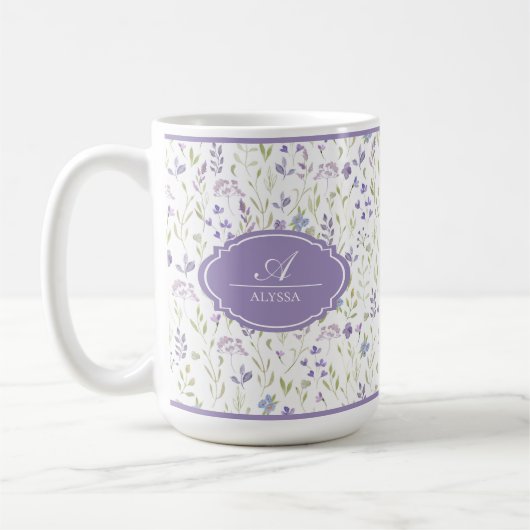 Persoonlijke waterverf wilde bloemen mok (Links)