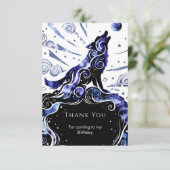 Persoonlijke Waterverf Wolf Verjaardag Bedankkaart (Staand voorkant)