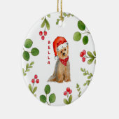 Persoonlijke waterverf Yorkie in Santa hat Keramisch Ornament (Rechts)