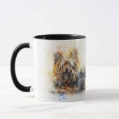 Persoonlijke Waterverf Yorkie Terrier Combo Mok (Links)