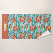 Persoonlijke Waterverf Zeeschildpad Badhanddoek (Badhanddoek)