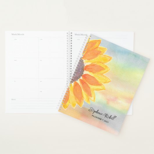 Persoonlijke Waterverf zonnebloem 2023 Planner (Display)