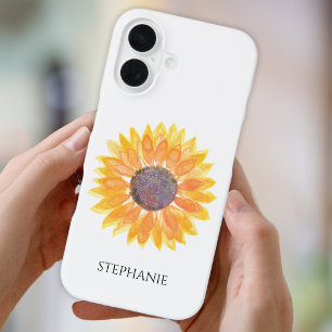 Persoonlijke Waterverf Zonnebloem iPhone 16 Hoesje