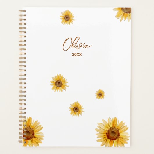 Persoonlijke Waterverf Zonnebloemen Planner (Voorkant)