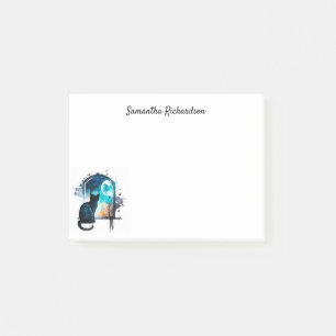 Persoonlijke Waterverf zwarte kat-maan Silhouette Post-it® Notes