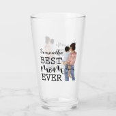 Persoonlijke waterverfmoeder en zoon | Geel Glas (Achterkant)