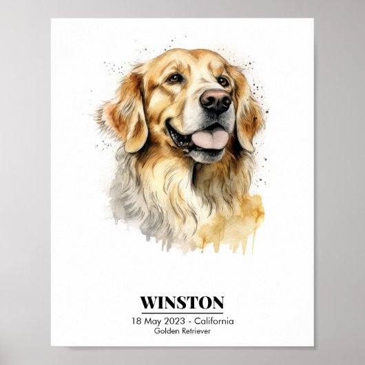 Persoonlijke Waterverfschildering Goud Retriever Poster (Voorkant)