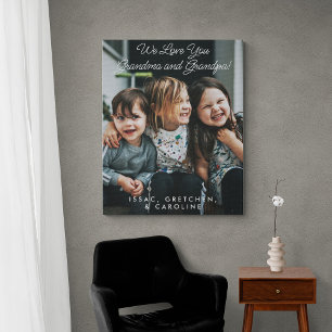 Persoonlijke We houden van jou opa oma foto Canvas Afdruk
