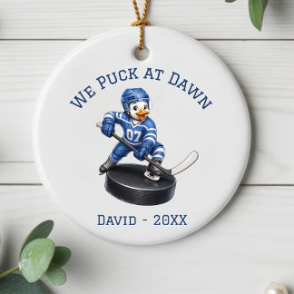 Persoonlijke We Slaan 's Ochtends vroeg Puck Hocke Keramisch Ornament