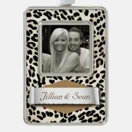 Persoonlijke webdrukfeestdag foto-versiering verzilverd omlijst ornament