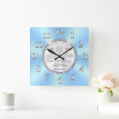 Persoonlijke weddenschappen Gift Ideas Blue Weddin Vierkante Klok (Huis)