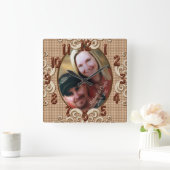 Persoonlijke weddenschapsklok FOTO, Namen, Datum Vierkante Klok (Huis)