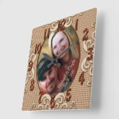 Persoonlijke weddenschapsklok FOTO, Namen, Datum Vierkante Klok (Hoek)