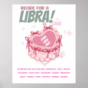 Persoonlijke Weegschaal Zodiac Taart Naam Poster