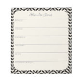 Persoonlijke weekplanner zwart-wit geometrisch notitieblok (Voorkant)