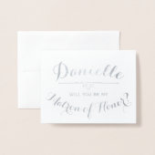 Persoonlijke 'Wees mijn getuige' in schriftschrift Folie Kaarten (Voorkant met envelop)