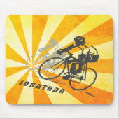 Persoonlijke wegfietsers en Retro Sunburst Bike Muismat (Voorkant)