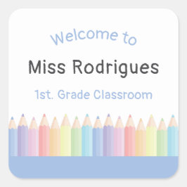 Persoonlijke Welkom Groet van Docent aan Klas Vierkante Sticker