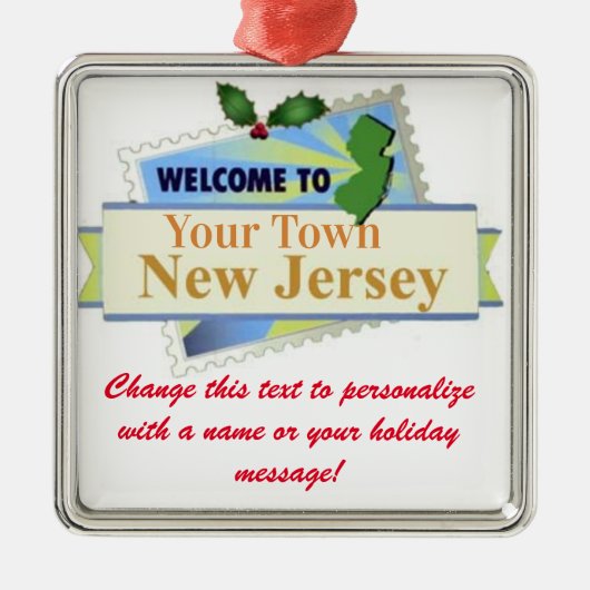 Persoonlijke Welkom in New Jersey Metalen Ornament (Voorkant)