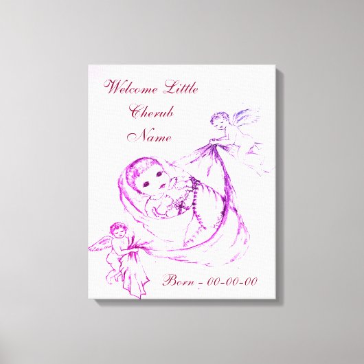 Persoonlijke welkome kleine Cherub Canvas Afdruk (Voorkant)