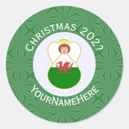 Persoonlijke Welsh Engel Kerstmis Vlag Ronde Sticker