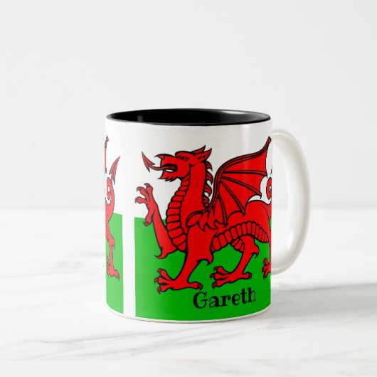 Persoonlijke Welsh Flag Two-Tone Coffee Mok (Voorkant rechts)