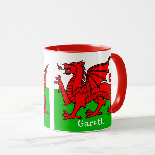 Persoonlijke Welsh Flag Two-Tone Coffee Mok (Voorkant rechts)