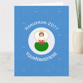 Persoonlijke Welshe Engel Hanukkah Vlag Kaart