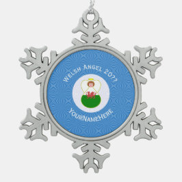 Persoonlijke Welshe Engel Hanukkah Vlag Tin Sneeuwvlok Ornament
