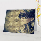 Persoonlijke wenskaart - Steampunk kunst 'Kijk' Kaart (Gele Bloem)