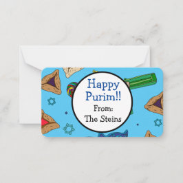 Persoonlijke wenskaarten voor Purim Notitiekaartje