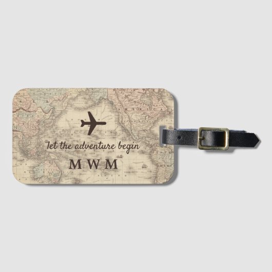 Persoonlijke  Wereldkaart Bagagelabel (Voorkant (horizontaal))