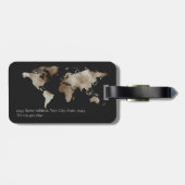 Persoonlijke wereldkaart in waterverf zilverzwart bagagelabel (Achterkant horizontaal)